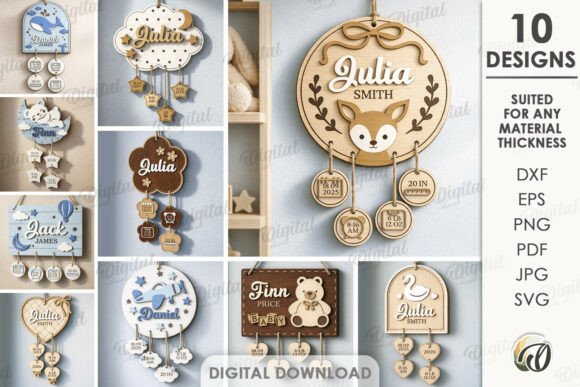 Baby Personalized Stat Signs Bundle for Creative Projects
