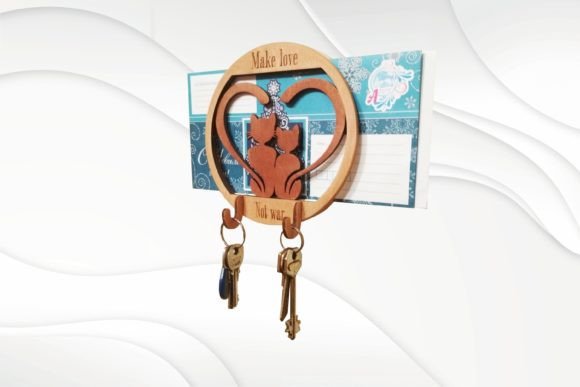 Charming Key Holder Cat Wall Decor: Laser Cut Design