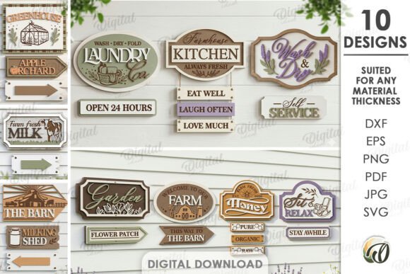 Farmhouse Directional Signs Bundle Laser: Your Digital Design Toolkit