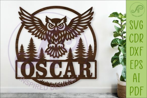 Flying Owl Laser Cut Design for Custom Wall Decor