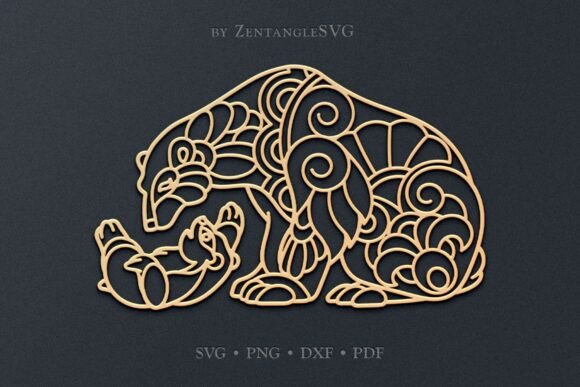 Mama Bear SVG: Intricate Paper Cut & Laser Cut Template