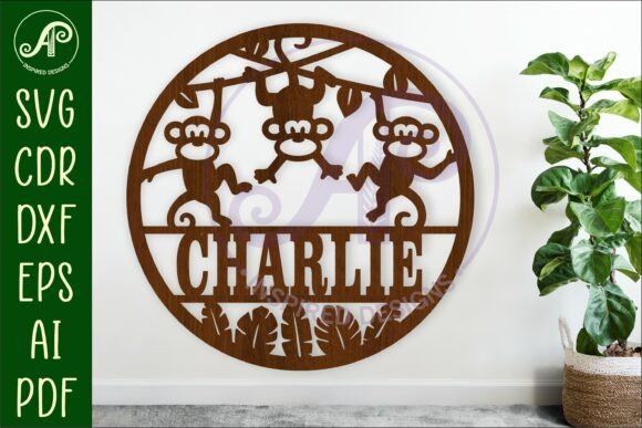 Monkeys Name Sign Design Laser Cutting