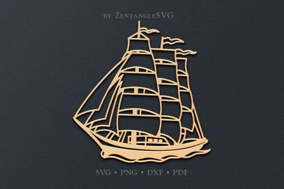 Sail Ship SVG Paper Cut & Laser Cutting