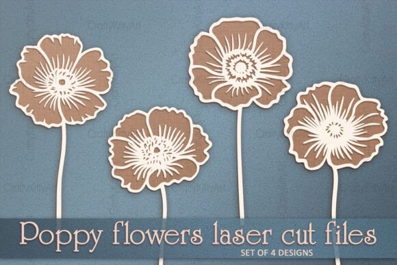 Stunning 3D Poppy Flowers SVG Paper Laser Cutting Templates